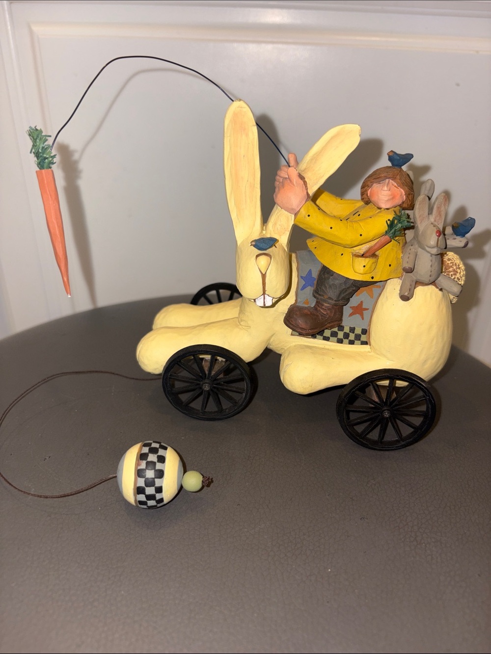 Williraye Studio "Born On Grandpa's Birthday" Folk Art Rabbit Toy Figurine, 2007